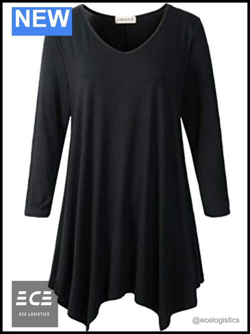 Plus Size 3/4 Sleeve V-Neck Asymmetrical Tunic Top for Women for Leggings